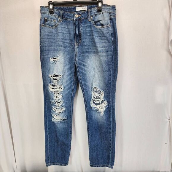 Kancan Mid-Rise Boyfriend Relaxed Distressed Denim Jeans Size 11 - Picture 11 of 11